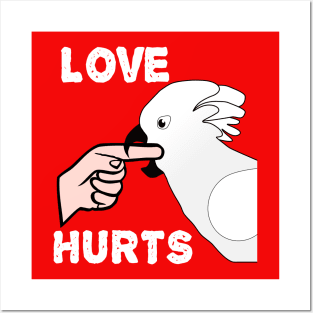 Love Hurts Umbrella Cockatoo Parrot Biting Posters and Art